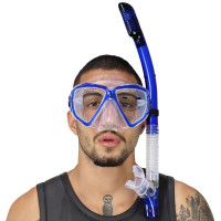 Kit de Mergulho Dive Motion Dive Master Dry - Transparente / Azul
