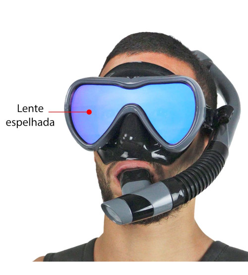 Kit de Mergulho Cinza Vision II Clear Super Dry Dive Motion