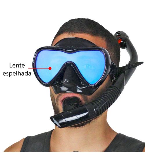 Kit de Mergulho Preto Vision II Clear Super Dry Dive Motion