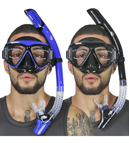 2(dois) Kits de Mergulho Panorâmico Dry II Dive Motion - Azul e Preto
