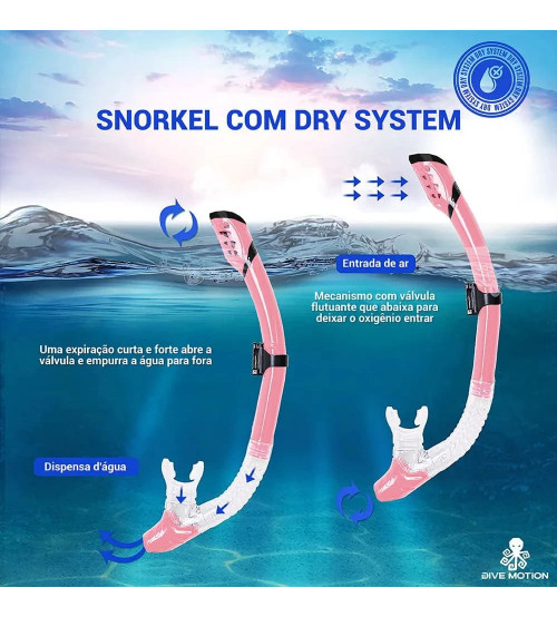 Kit De mergulho Shark da Dive Motion (Dry ou seco) - Rosa