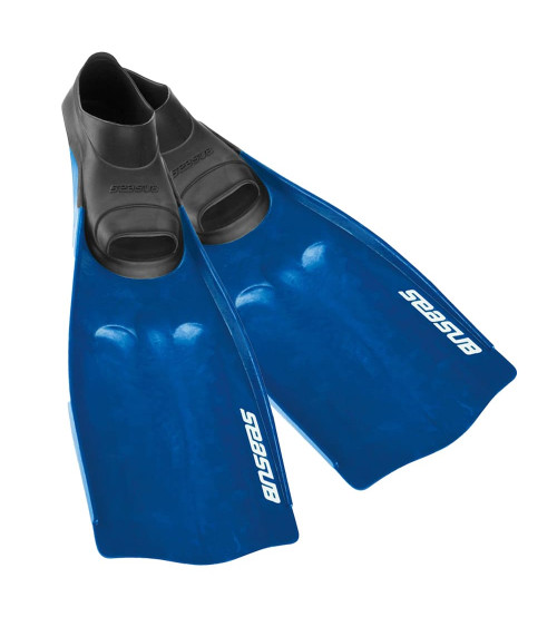 Kit mergulho Shark Snorkel Dry (seco) + Nadadeira Seasub - Azul