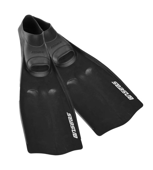 Kit mergulho Shark Snorkel Dry (seco) + Nadadeira Seasub - Preto