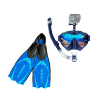 Kit mergulho Triplo Vision Dry nadadeira Cressi - Azul