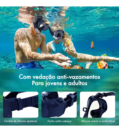 Kit mergulho Triplo Vision Dry nadadeira Orca - Azul