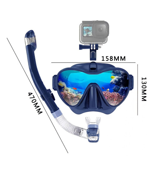 Kit mergulho Triplo Vision Dry nadadeira Seasub - Azul