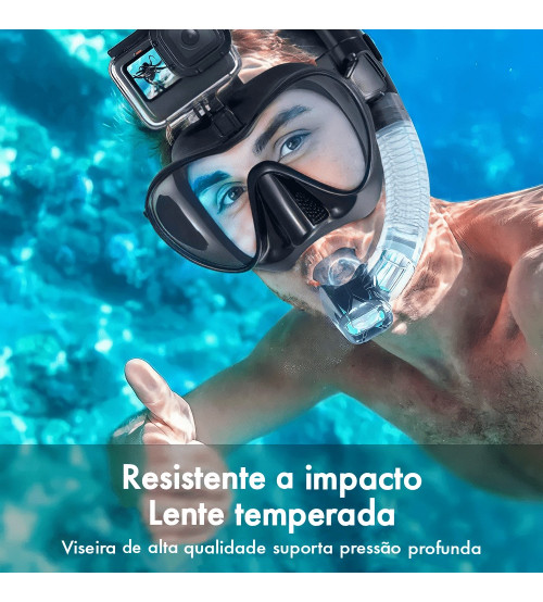 Kit mergulho Triplo Vision Dry nadadeira Cressi - Preto