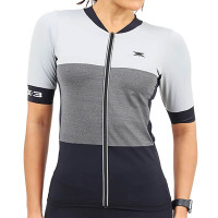 Camisa de Ciclismo DX-3 Feminina Ultra  UV 50+ - Cinza/Preto