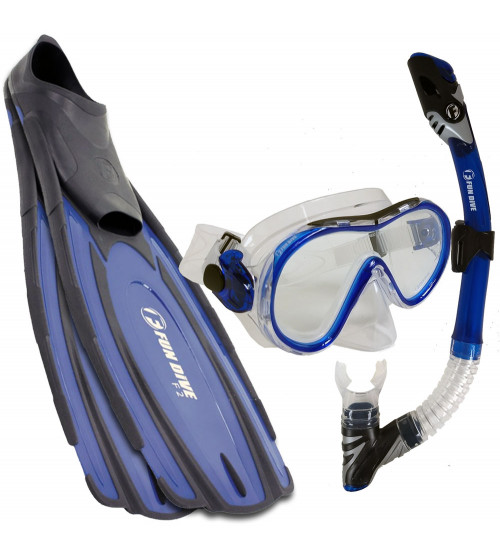 Kit de Mergulho Fun Dive F2 Fox Dry - Azul/Transparente