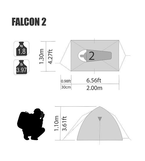 Barraca para camping Falcon para até 2 pessoas Nautika